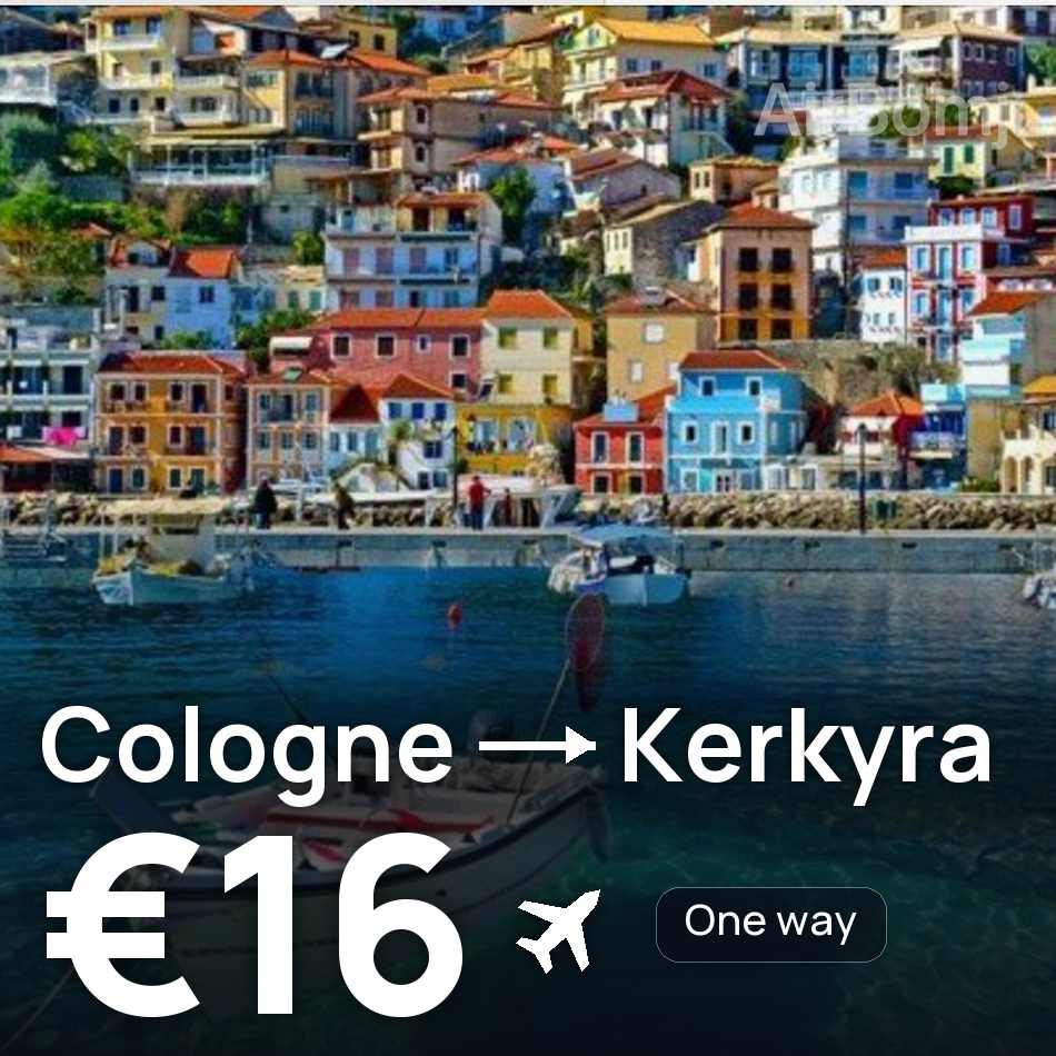 Flight ticket: Cologne to Kerkyra, €16