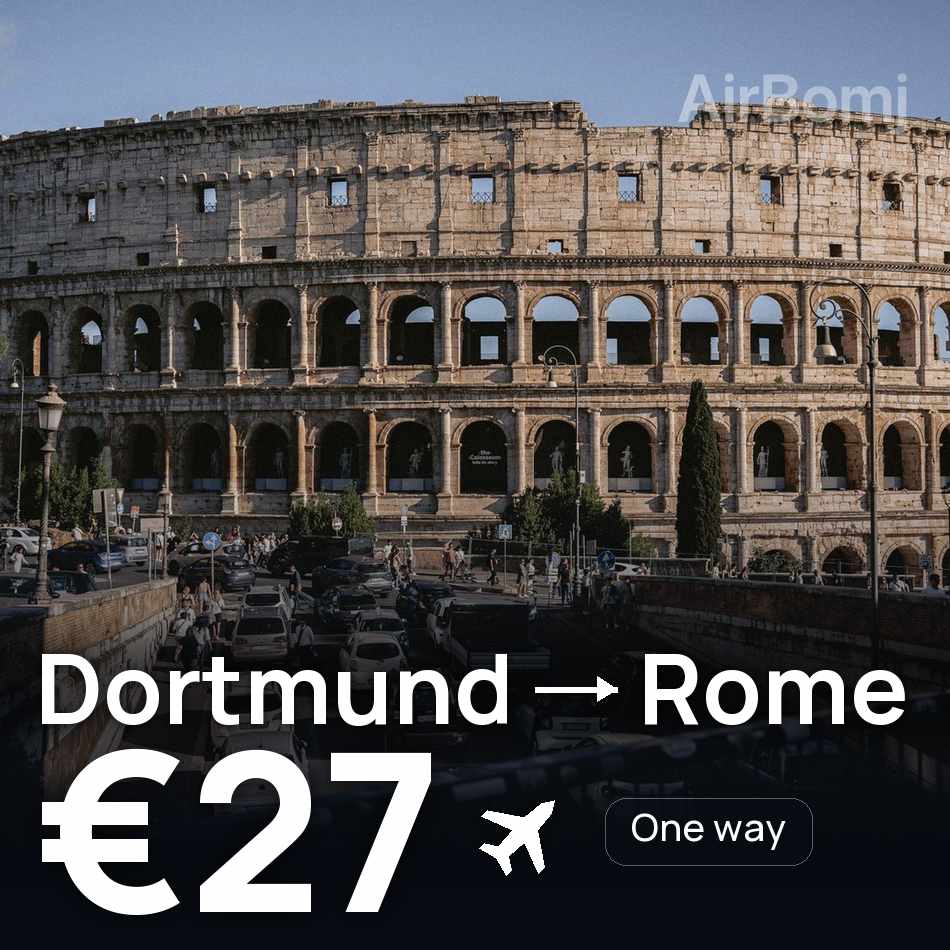 Flugticket: Dortmund — Rom, €27