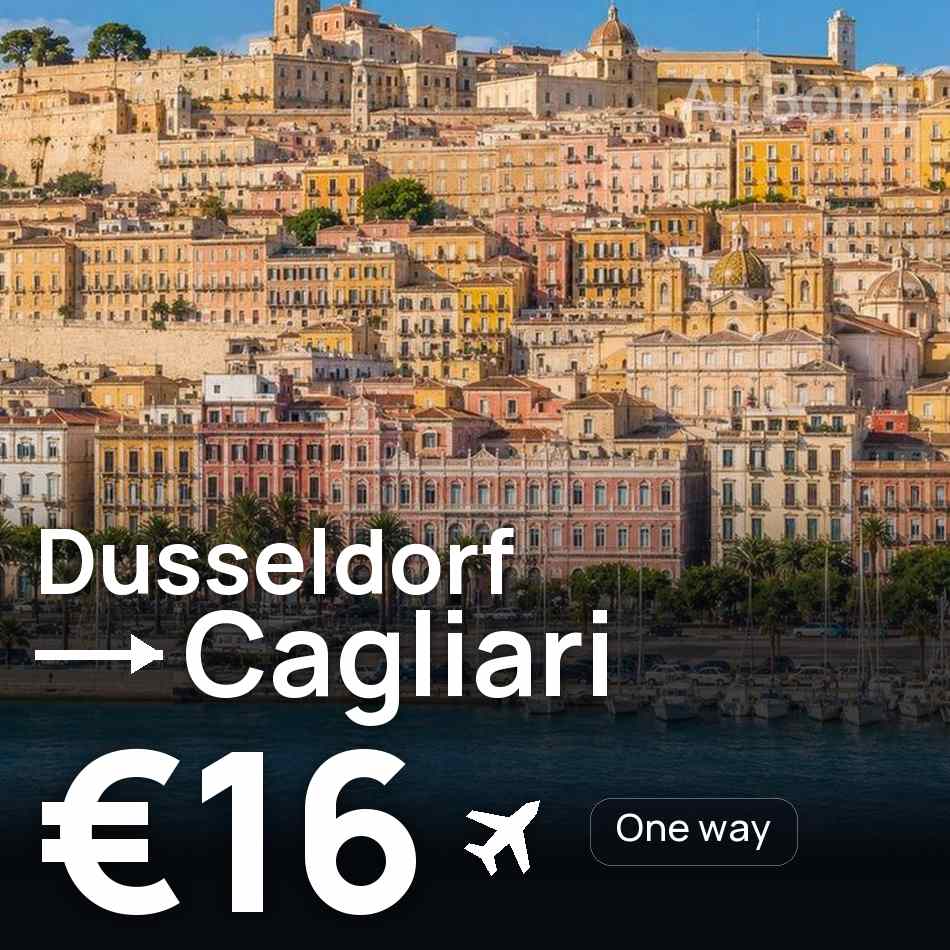 Flight ticket: Dusseldorf to Cagliari, €16