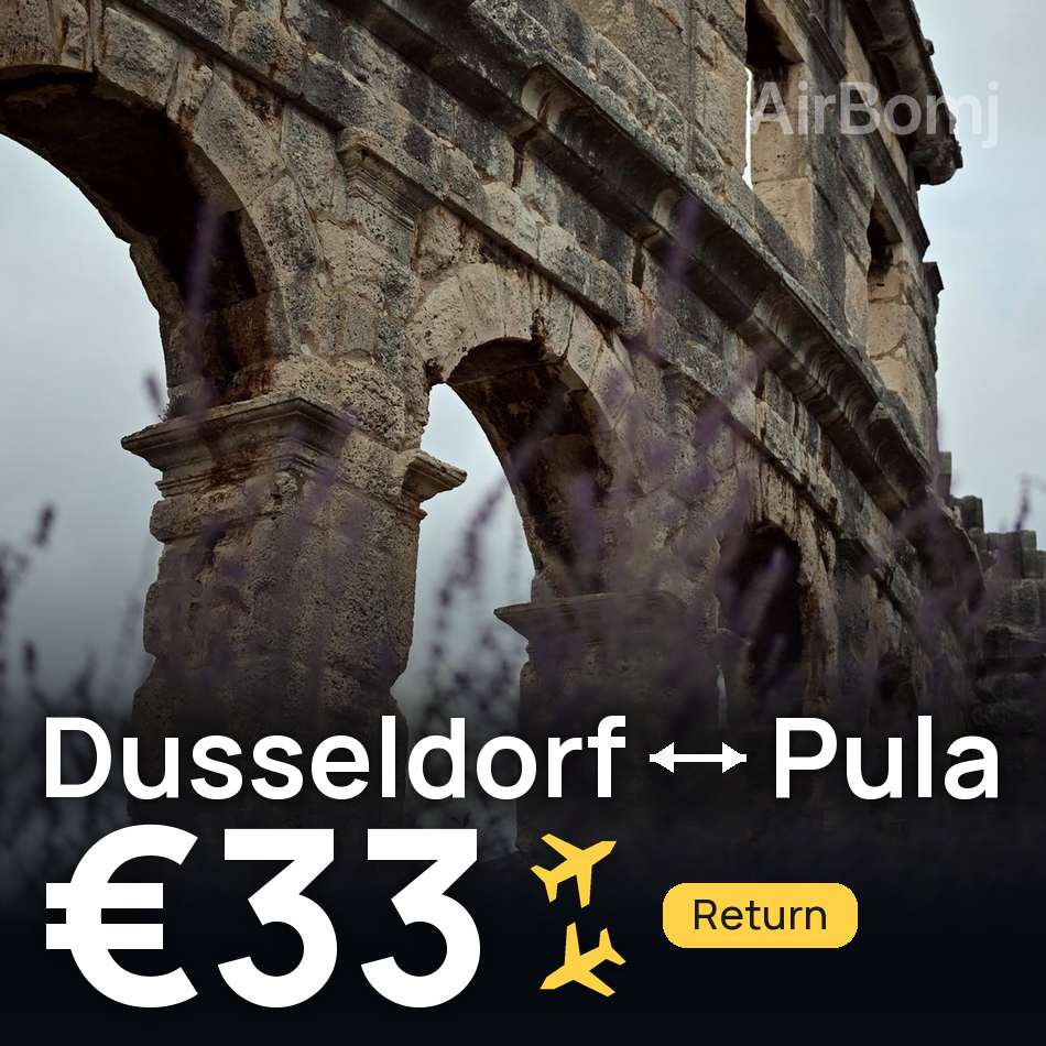 Flight ticket: Dusseldorf to Pula, €33