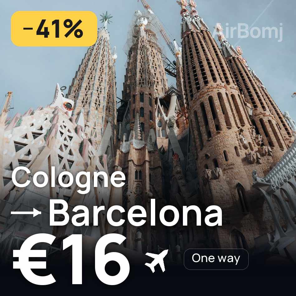 Flight ticket: Cologne to Barcelona, €16