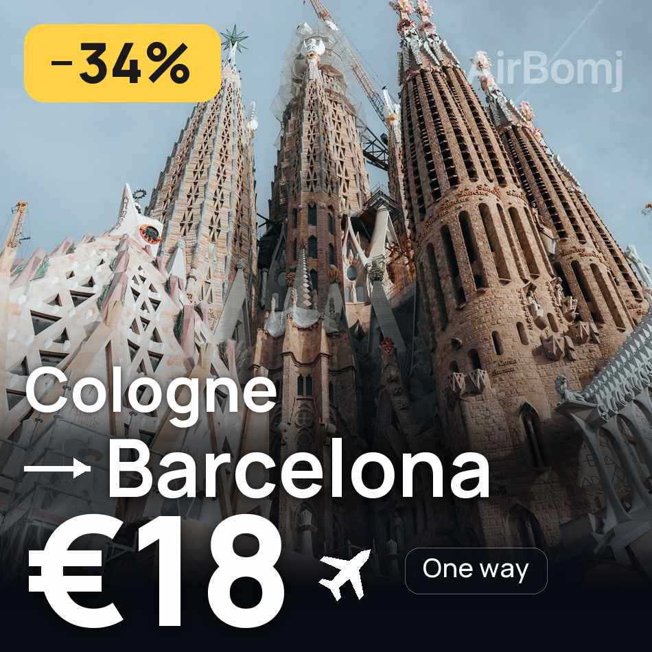 Billete de avión: Colonia — Barcelona, €18