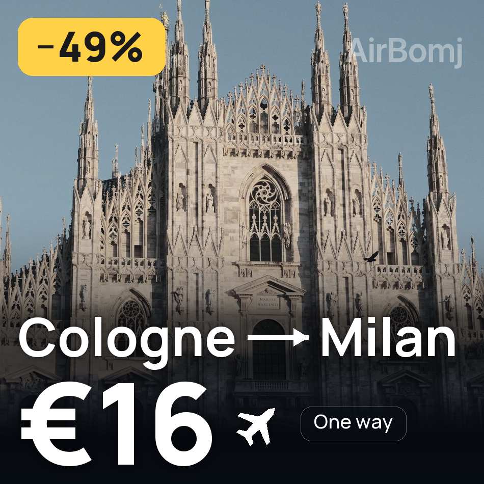 Flight ticket: Cologne to Milan, €16
