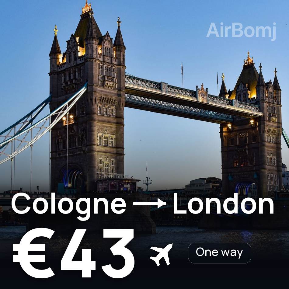 Biglietto aereo: Colonia — Londra, €43