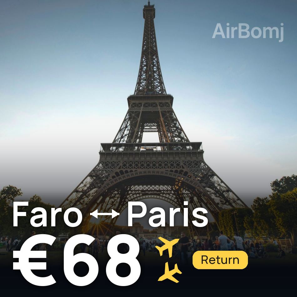 تذكرة طيران: فارو — باريس، €68