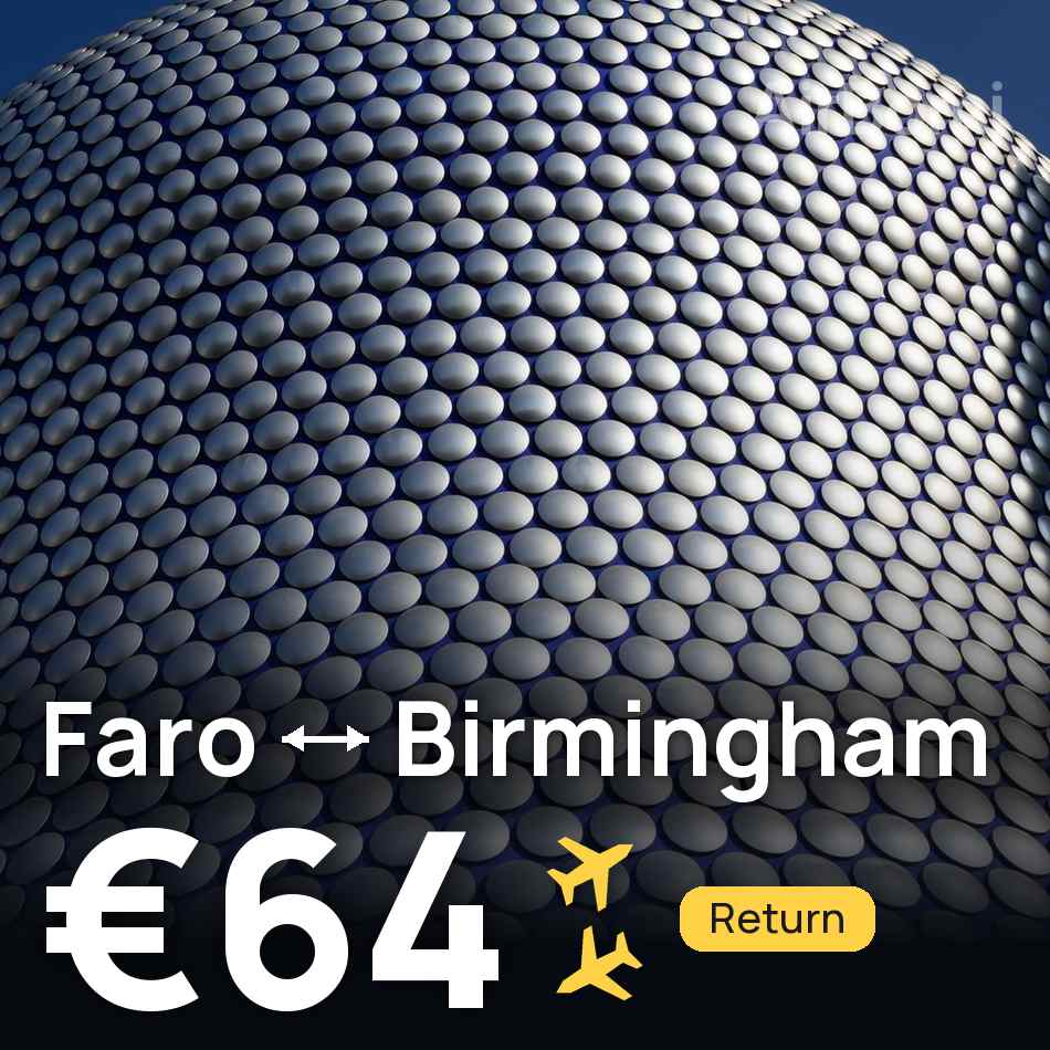 تذكرة طيران: فارو — برمنجهام، €64
