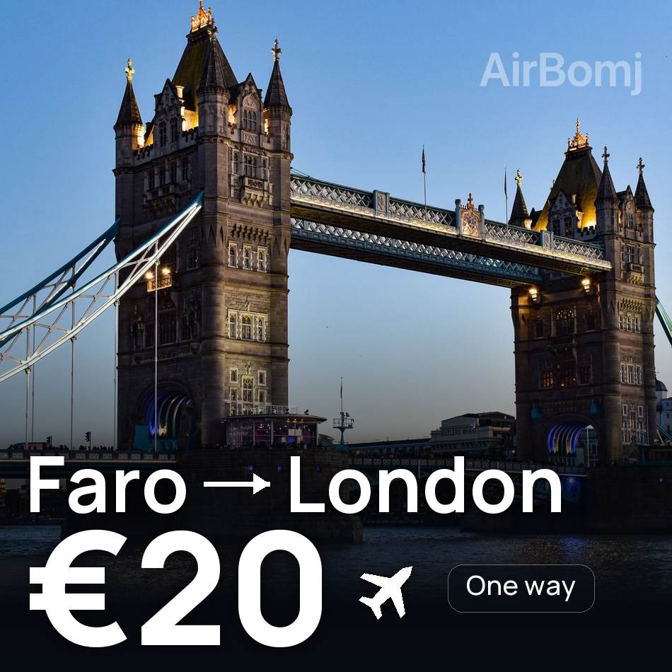 تذكرة طيران: فارو — لندن، €20
