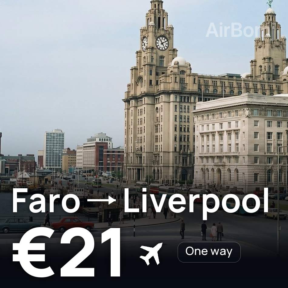 تذكرة طيران: فارو — ليفربول، €21