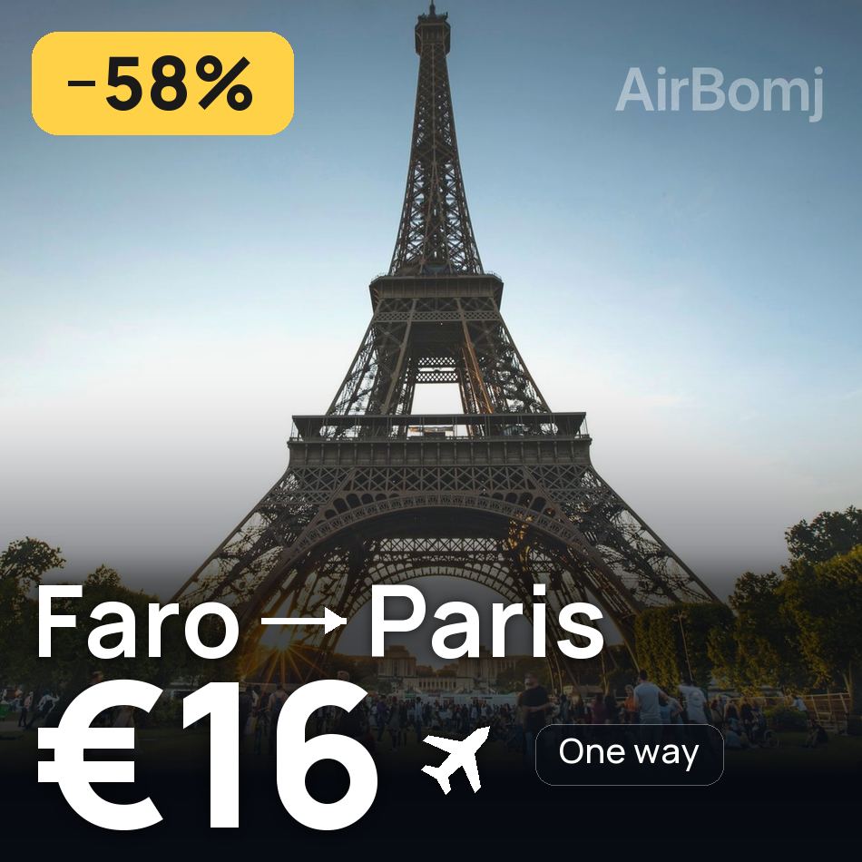 تذكرة طيران: فارو — باريس، €16