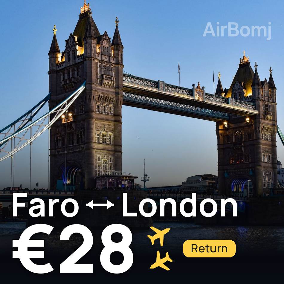 تذكرة طيران: فارو — لندن، €28