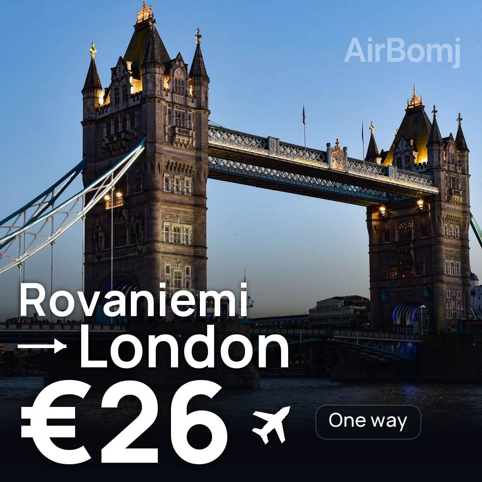 تذكرة طيران: روفانيمي — لندن، €26