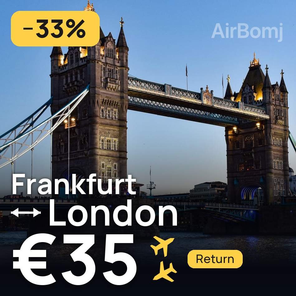 Billet d'avion : Francfort — Londres, €35