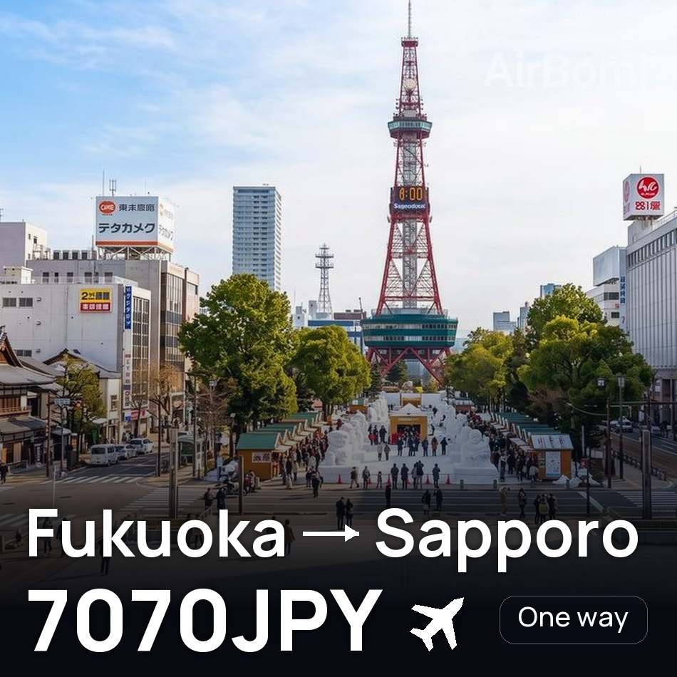 Billet d'avion : Fukuoka — Sapporo, 7070JPY