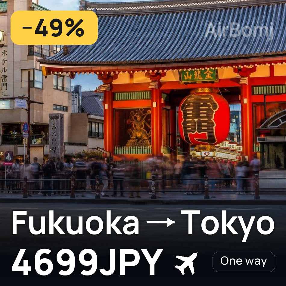 Billet d'avion : Fukuoka — Tokyo, 4699JPY