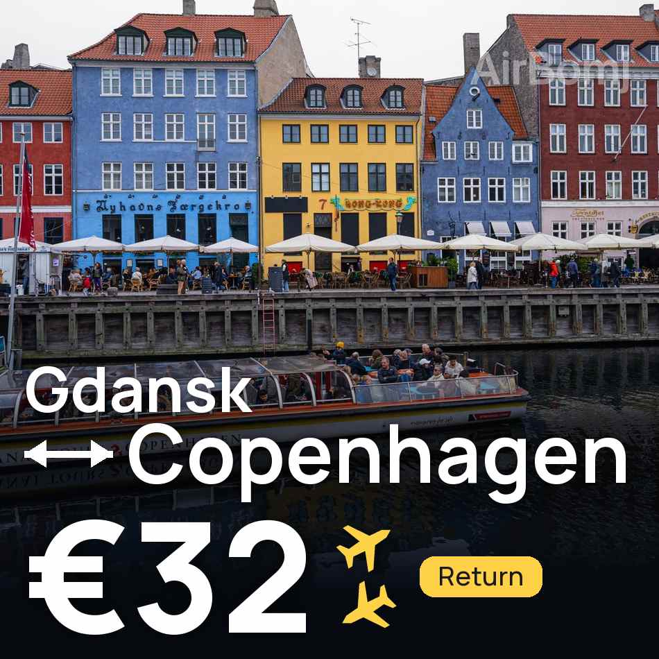 Tiket pesawat: Gdansk — Copenhagen, €32