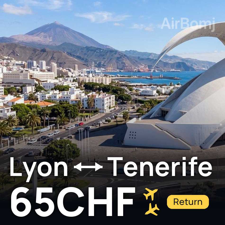 Billet d'avion : Lyon — Teneriffe, 65CHF