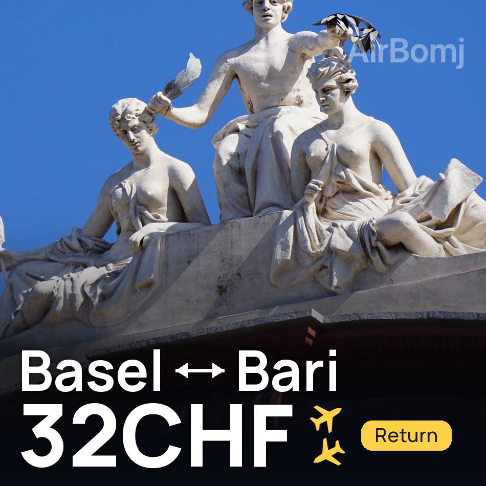 Billet d'avion : Bâle — Bari, 32CHF