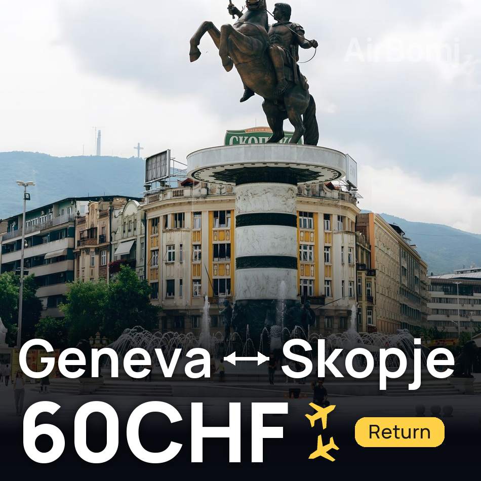 Billet d'avion : Genève — Skopje, 60CHF