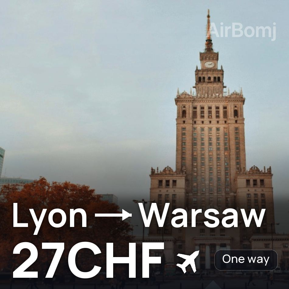 Bilet lotniczy: Lyon — Warszawa, 27CHF