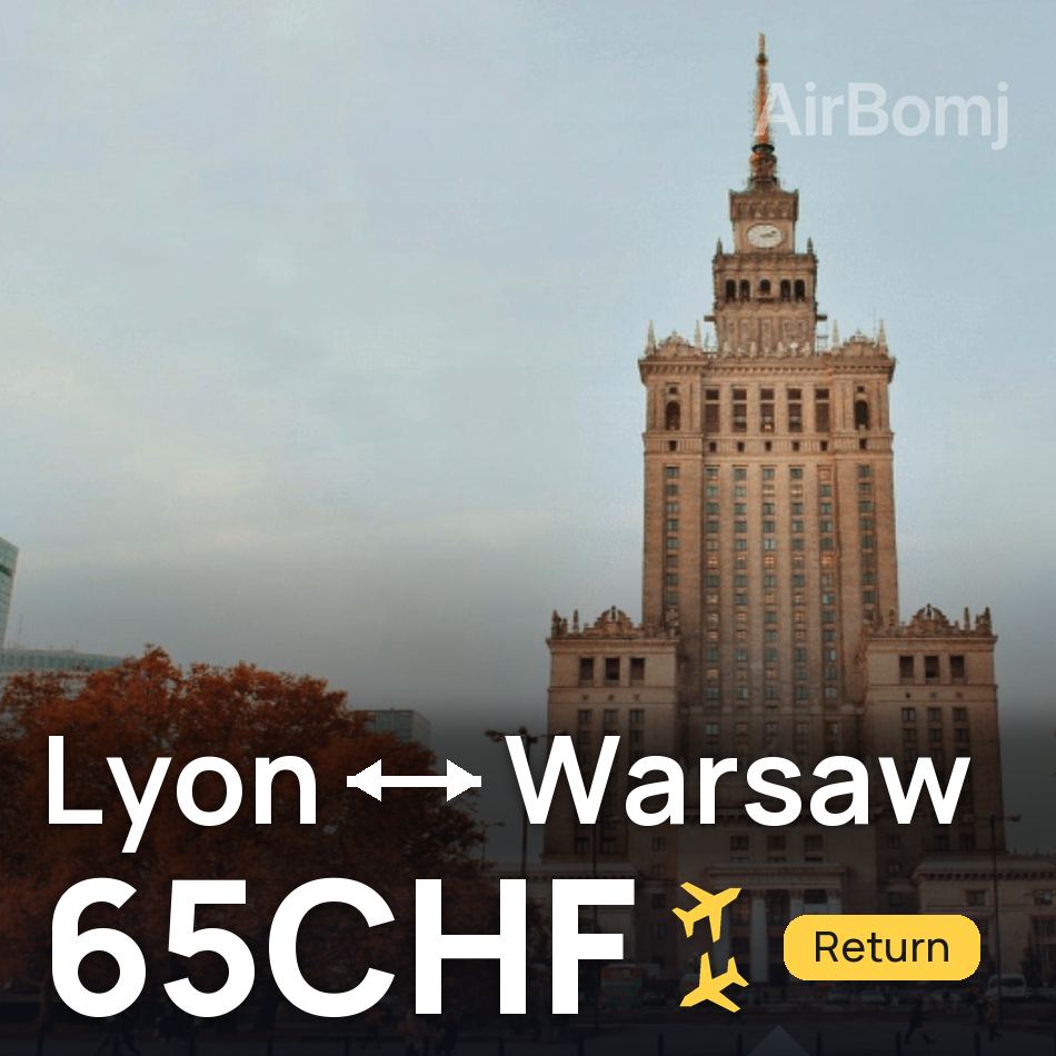 Billet d'avion : Lyon — Varsovie, 65CHF