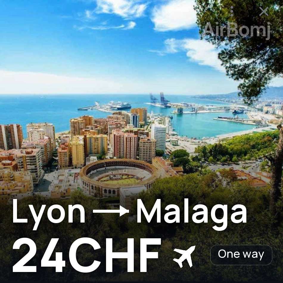 Bilet lotniczy: Lyon — Malaga, 24CHF