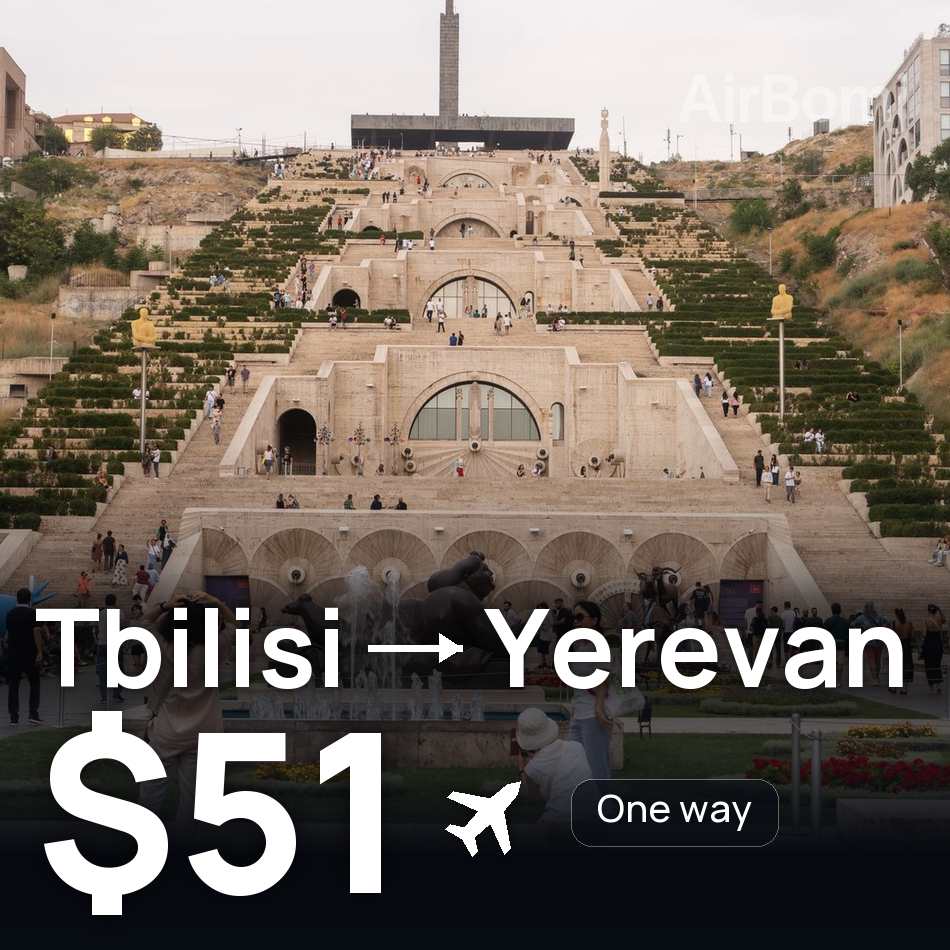 Passagem aérea: Tiblíssi — Erevã, $51