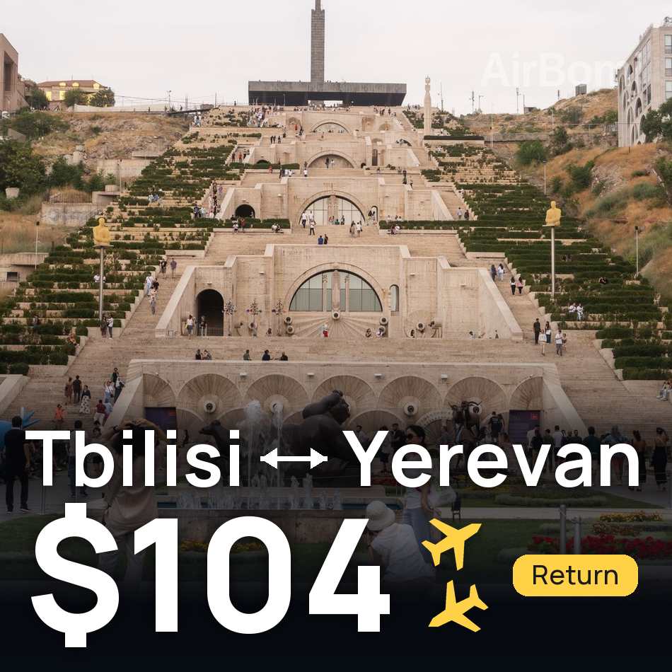 Passagem aérea: Tiblíssi — Erevã, $104