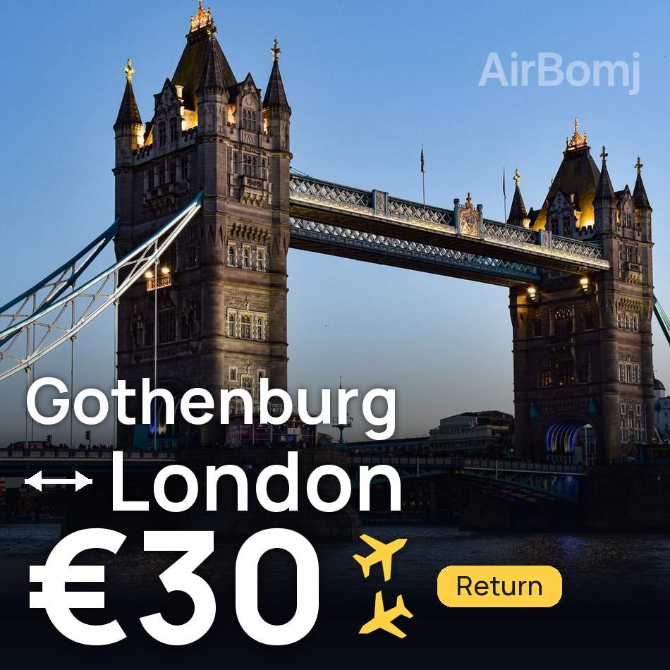 Biglietto aereo: Göteborg — Londra, €30