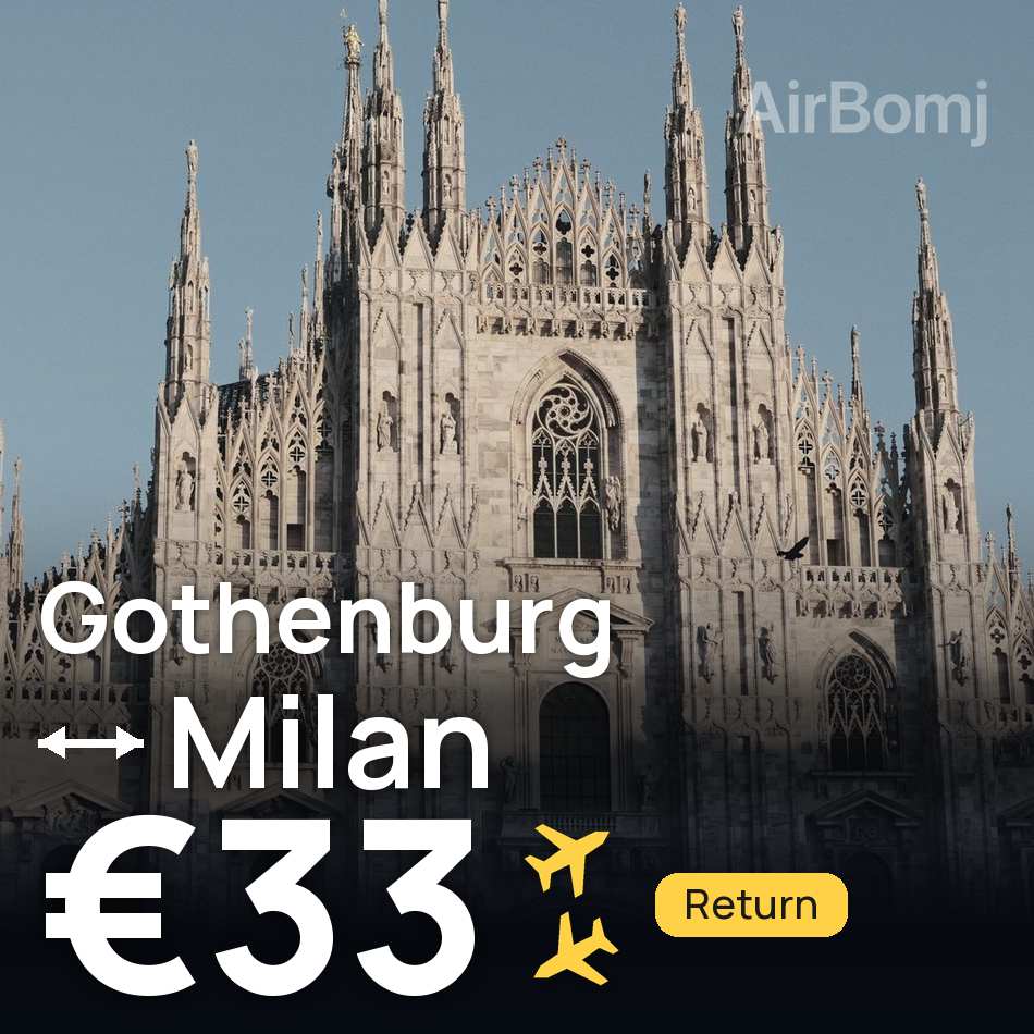 Biglietto aereo: Göteborg — Milano, €33