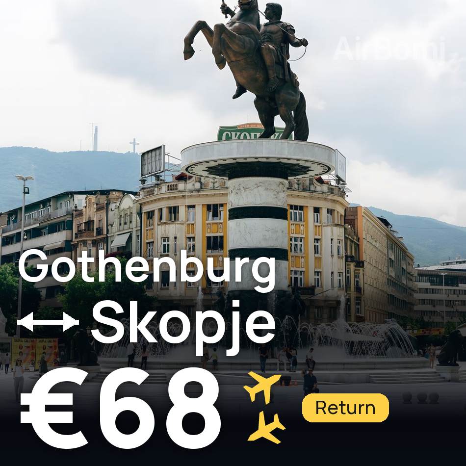 Biglietto aereo: Göteborg — Skopje, €68
