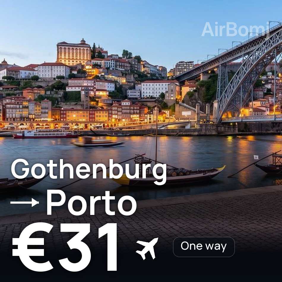 Biglietto aereo: Göteborg — Porto, €31