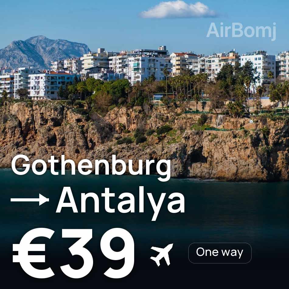 Biglietto aereo: Göteborg — Adalia, €39