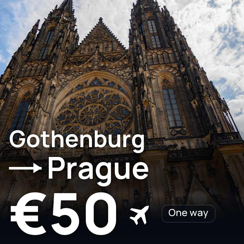 Biglietto aereo: Göteborg — Praga, €50