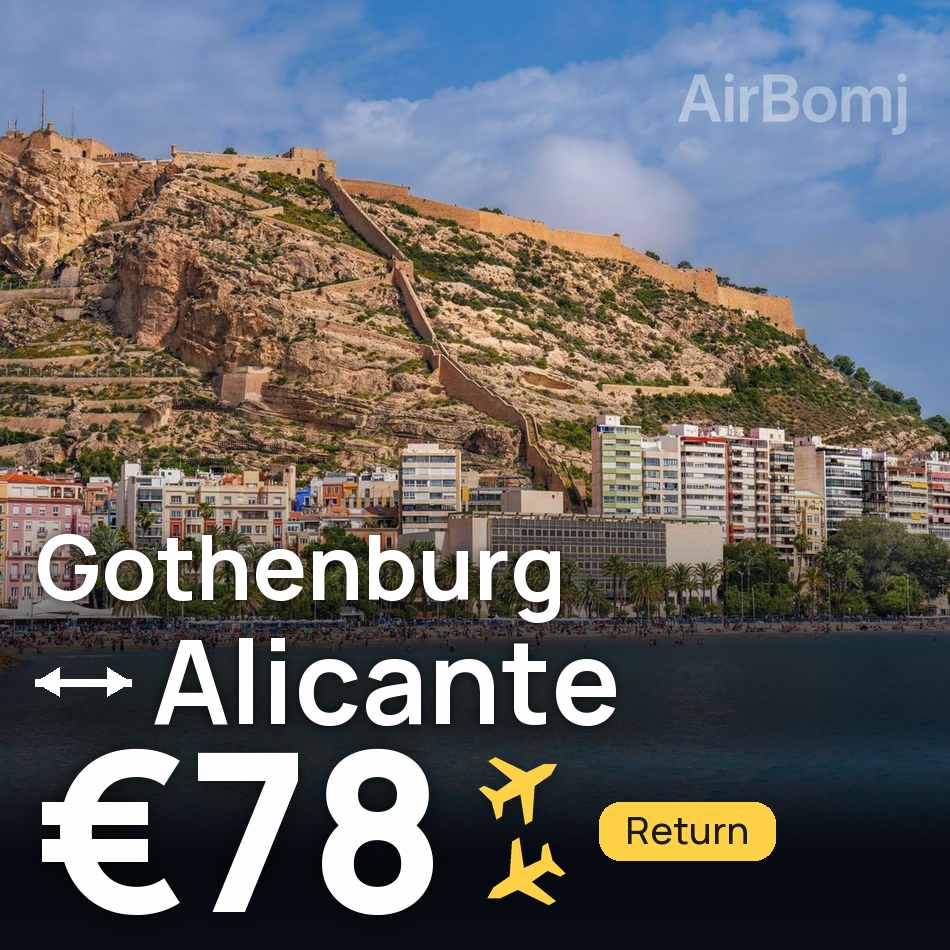 Biglietto aereo: Göteborg — Alicante, €78