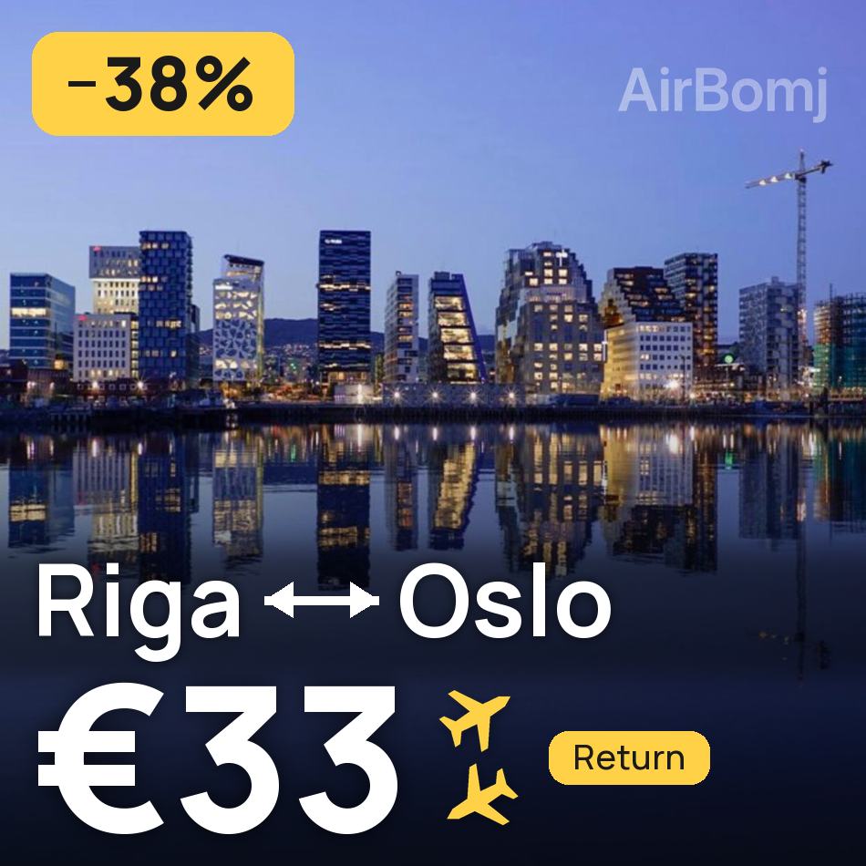 Bilet de avion: Riga — Oslo, €33