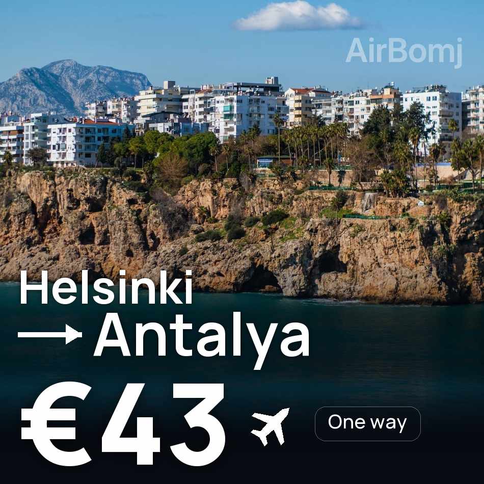 Billete de avión: Helsinki — Antalya, €43