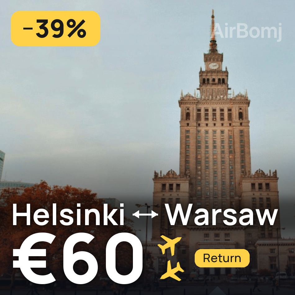 Bilet de avion: Helsinki — Warsaw, €60