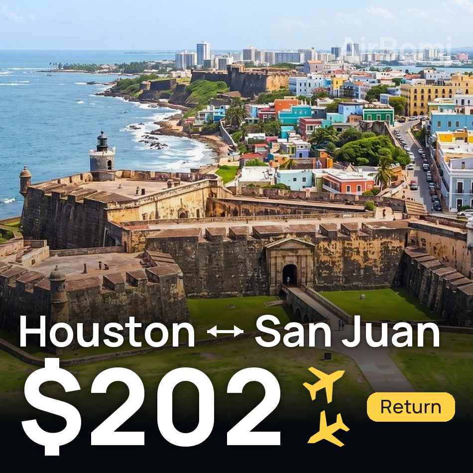 Uçak bileti: Houston — San Juan, $202