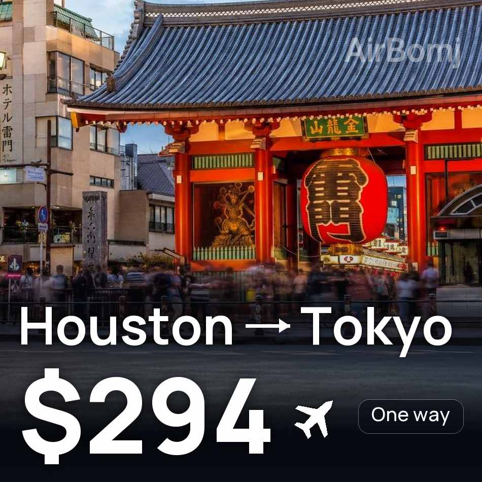 Uçak bileti: Houston — Tokyo, $294