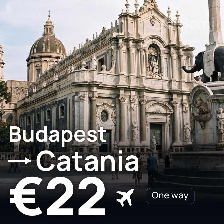 Uçak bileti: Budapeşte — Katanya, €22