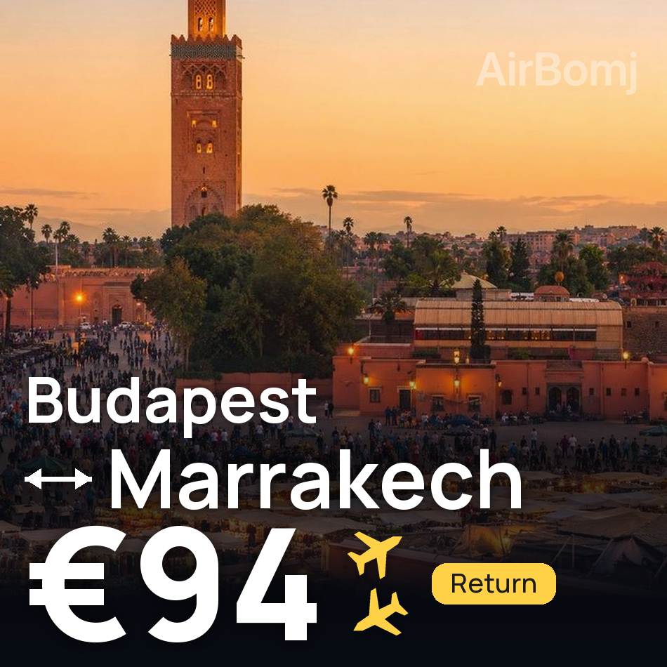 Uçak bileti: Budapeşte — Marakeş, €94