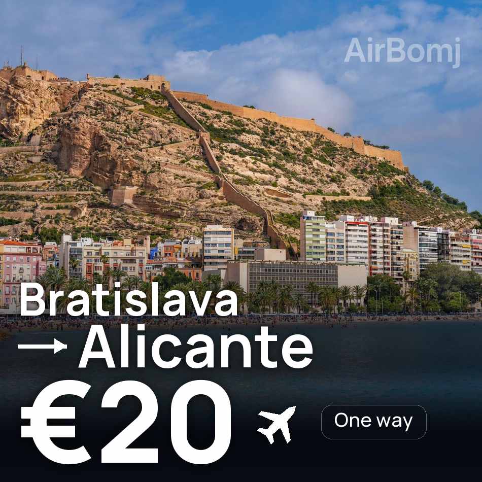 Uçak bileti: Bratislava — Alicante, €20