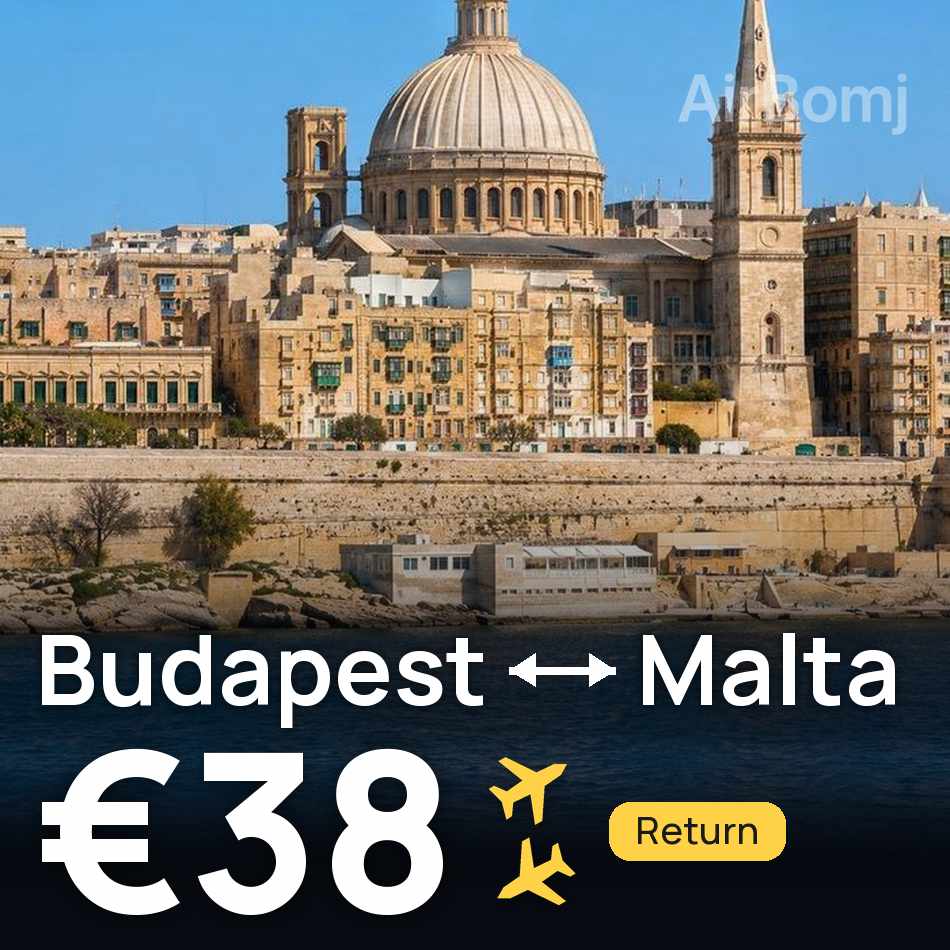 Uçak bileti: Budapeşte — Valletta, €38