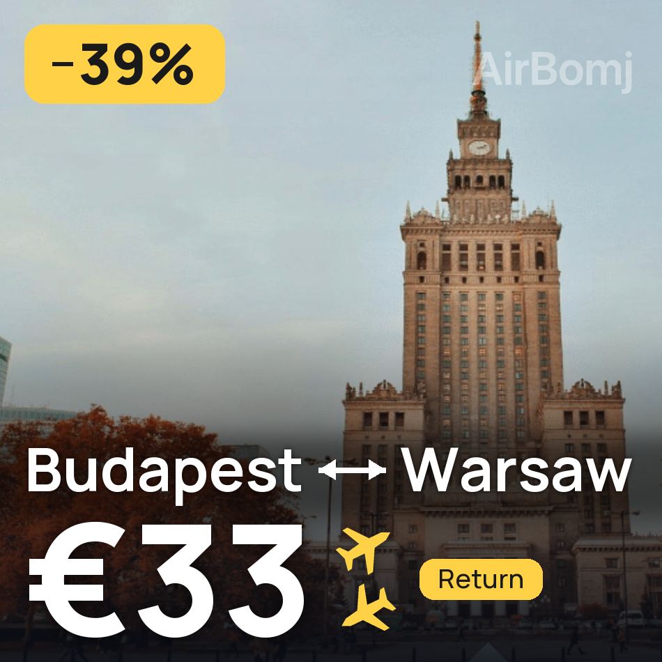 Uçak bileti: Budapeşte — Varşova, €33