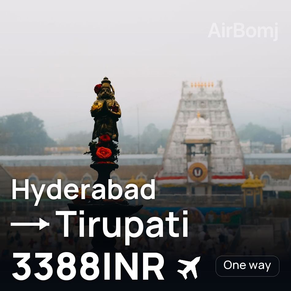 Billet d'avion : Hyderâbâd — Tirupati, 3388INR