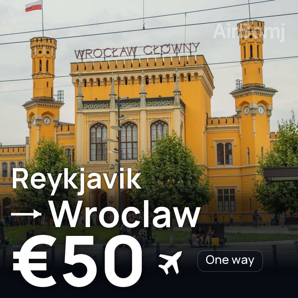Billet d'avion : Reykjavik — Wrocław, €50