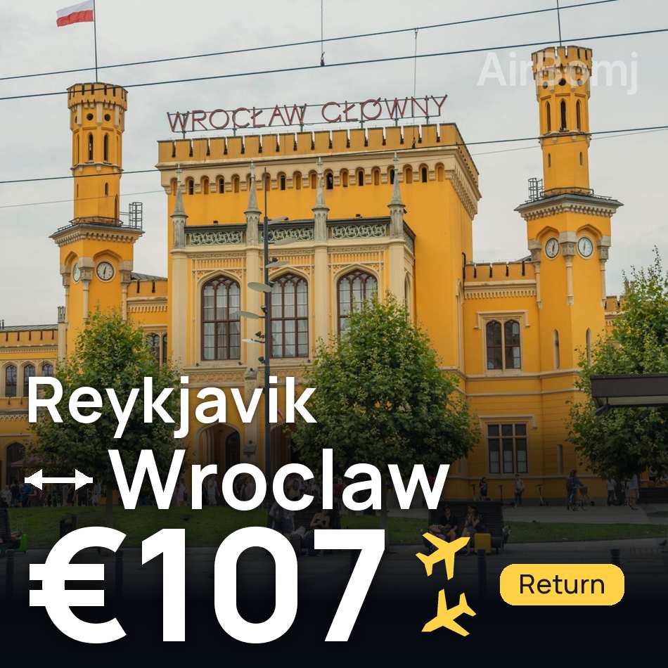 Billet d'avion : Reykjavik — Wrocław, €107
