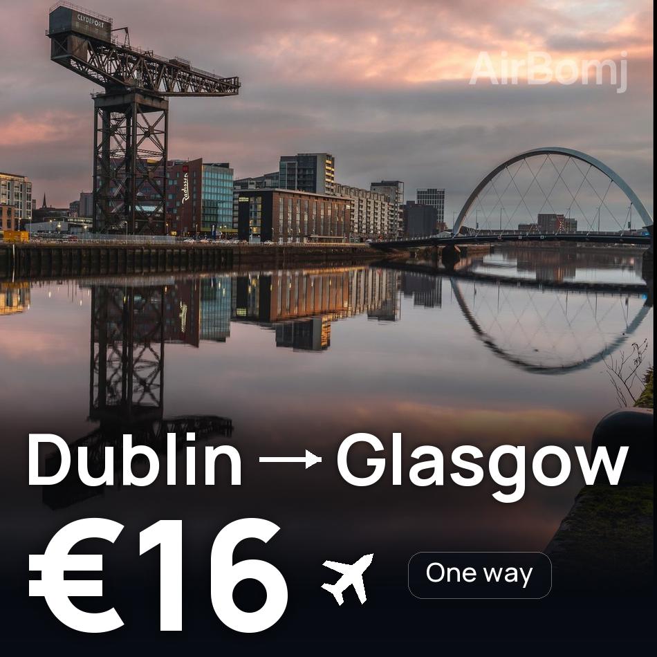 Flugticket: Dublin — Glasgow, €16