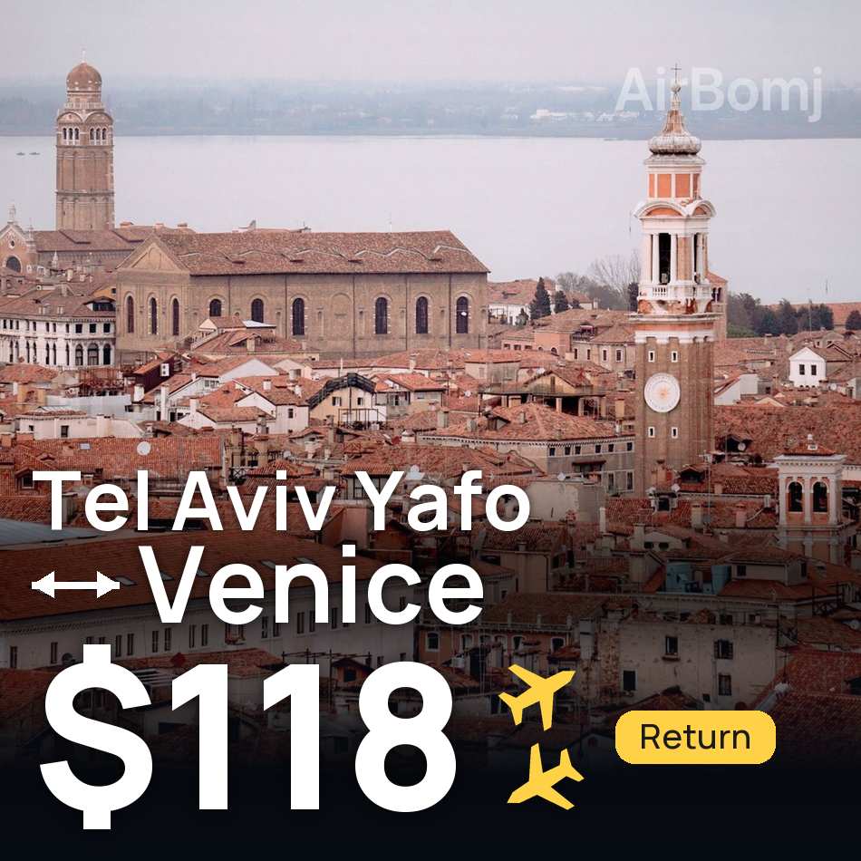 Bilet lotniczy: Tel Aviv — Wenecja, $118