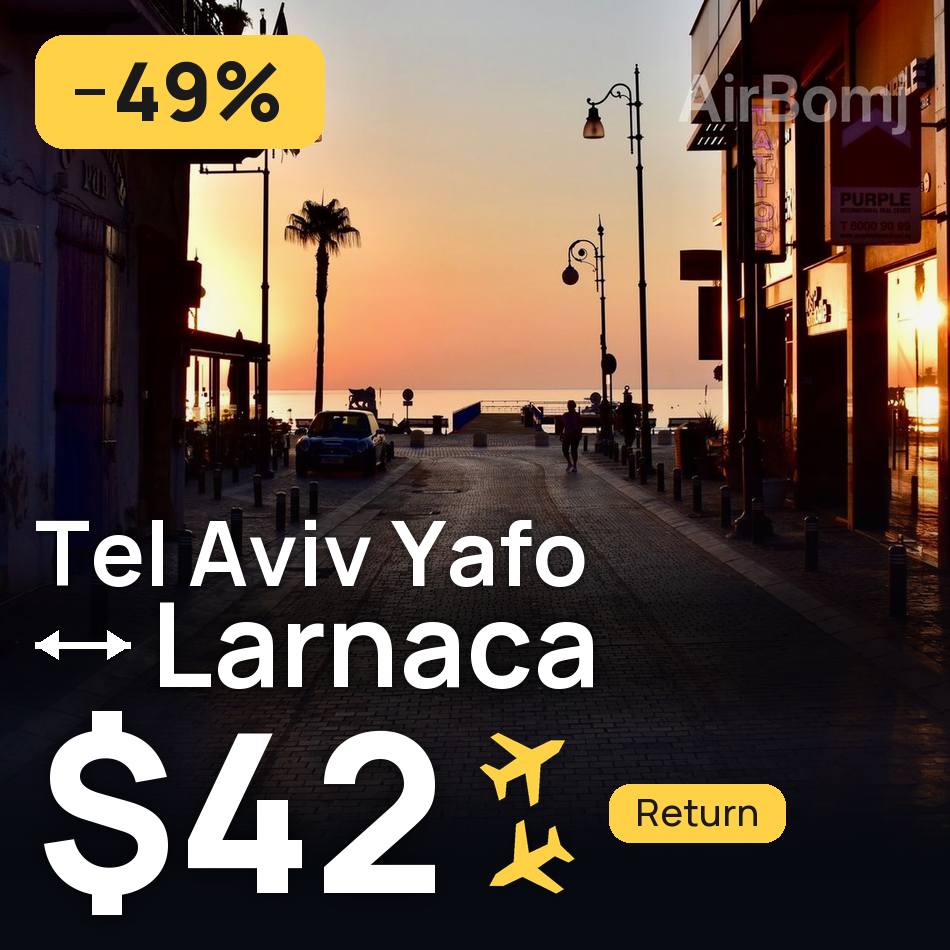 Flugticket: Tel Aviv Yafo — Larnaka, $42